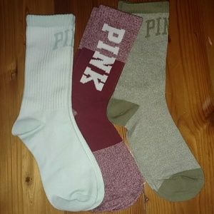 3 Pair of VS Pink Crew Socks nwot